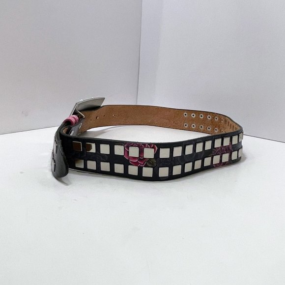 Christian Audigier City of Angels Madonna Buckle Los Angeles Studded Floral Belt - Picture 8 of 10